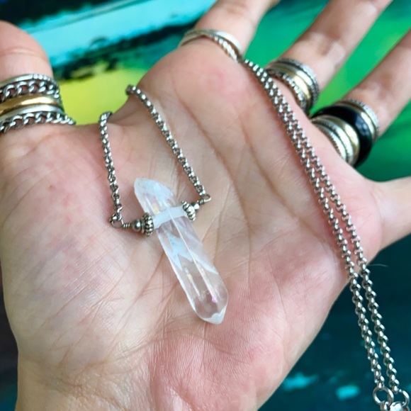 Genuine aura crystal quartz chocker boho necklace - Picture 5 of 12